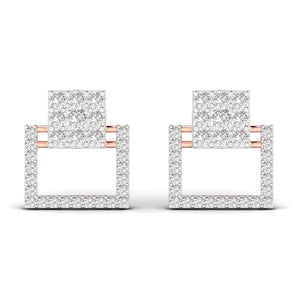 Ivana Jewels Earrings Rose Gold / 14KT Square Style Round Cut Diamond Earring Studs