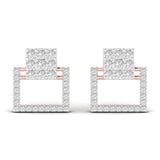 Ivana Jewels Earrings Rose Gold / 14KT Square Style Round Cut Diamond Earring Studs