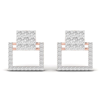 Ivana Jewels Earrings Rose Gold / 14KT Square Style Round Cut Diamond Earring Studs