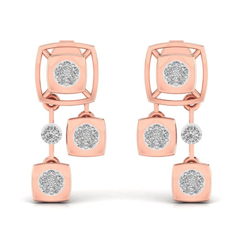 Ivana Jewels Earrings Rose Gold / 14KT Two Tiered Diamond Earring