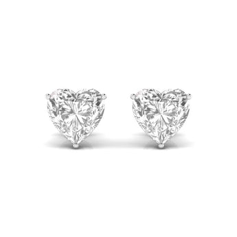 Ivana Jewels Earrings White Gold / 14KT 1.5 Carats Each Heart Shape Solitaire Diamond Three Prong Martini Setting Studs Earring