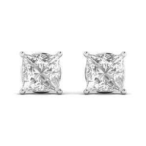 Ivana Jewels Earrings White Gold / 14KT 1.5 Carats Each Princess Shape Solitaire Diamond Four Prong Basket Setting Studs Earring