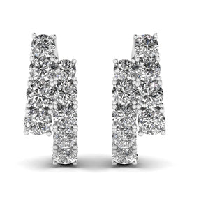 Ivana Jewels Earrings White Gold / 14KT 1.6 Carat Round Diamonds Hoop Huggies Earrings