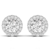 Ivana Jewels Earrings White Gold / 14KT 3.5 Carat Each Round Solitaire Diamonds Halo Stud Earring