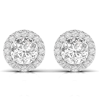 Ivana Jewels Earrings White Gold / 14KT 3.5 Carat Each Round Solitaire Diamonds Halo Stud Earring