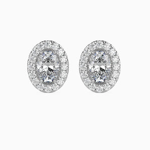 Ivana Jewels Earrings White Gold / 14KT 40 Pointers Oval Shape Centre Solitaire Diamond Studs Earring