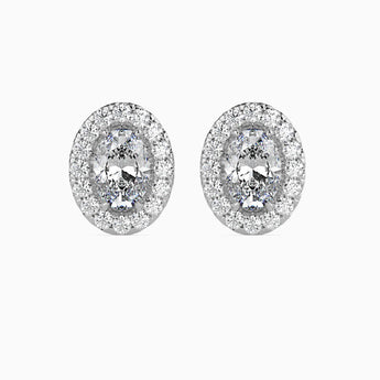 Ivana Jewels Earrings White Gold / 14KT 40 Pointers Oval Shape Centre Solitaire Diamond Studs Earring