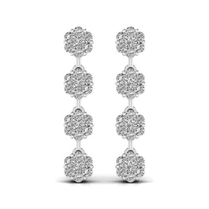 Ivana Jewels Earrings White Gold / 14KT Circular Crystal Cluster Drop Earring