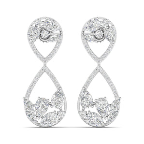 Ivana Jewels Earrings White Gold / 14KT Dazzling Pear & Round Diamond Drop Earrings