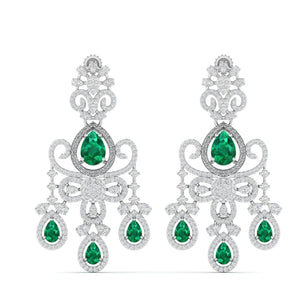 Ivana Jewels Earrings White Gold / 14KT Diamond Chandelier Earrings in Two-Tone Gold