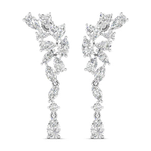 Ivana Jewels Earrings White Gold / 14KT Diamond Cluster Cascade Earrings