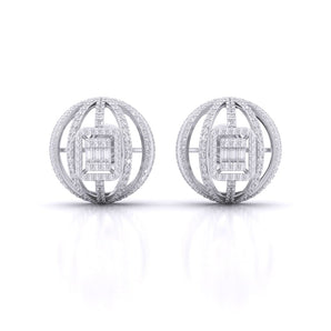 Ivana Jewels Earrings White Gold / 14KT Fancy Baguette & Round Diamonds HALO Earrings
