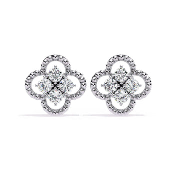 Ivana Jewels Earrings White Gold / 14KT Four-Stone Clover Diamond Earrings