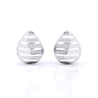 Ivana Jewels Earrings White Gold / 14KT Gleaming Leaf Pattern Diamond Earrings