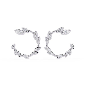 Ivana Jewels Earrings White Gold / 14KT Leaf Design Hoop Earrings