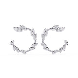 Ivana Jewels Earrings White Gold / 14KT Leaf Design Hoop Earrings