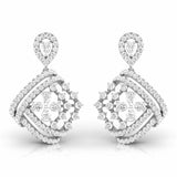 Ivana Jewels Earrings White Gold / 14KT Pear & Round Cut Diamonds Encrusted Sides Drop Earring