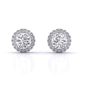 Ivana Jewels Earrings White Gold / 14KT Round Brilliant Cut Diamond Halo Earrings