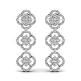 Ivana Jewels Earrings White Gold / 14KT Round Cut Diamond Three Steps Drop Earring