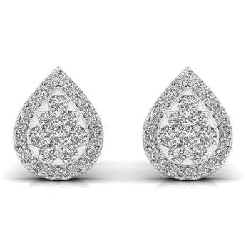 Ivana Jewels Earrings White Gold / 14KT Round Cut Diamonds Leaf Shape Earrings