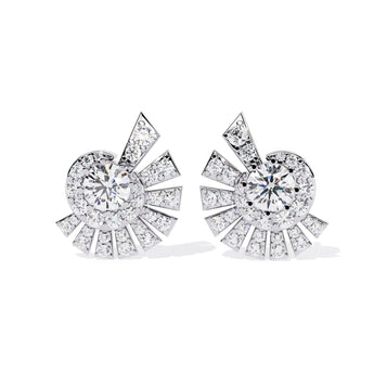 Ivana Jewels Earrings White Gold / 14KT Round Diamond Cluster Earrings