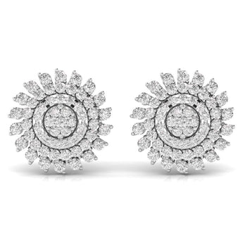 Ivana Jewels Earrings White Gold / 14KT Round Diamonds Studs For Her