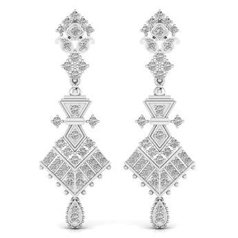 Ivana Jewels Earrings White Gold / 14KT Royal Style Round Cut Diamond Dangler Earring