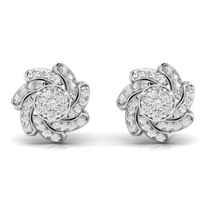 Ivana Jewels Earrings White Gold / 14KT Swirl Design Studs
