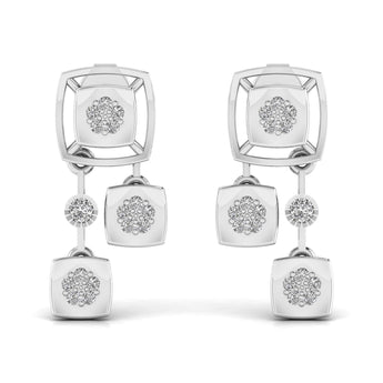 Ivana Jewels Earrings White Gold / 14KT Two Tiered Diamond Earring