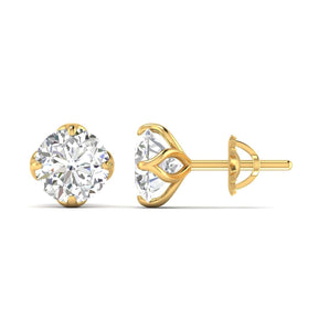 Ivana Jewels Earrings Yellow Gold / 14KT 1.03 Carats Each Round Diamonds 4-Prongs Settings Studs Earring