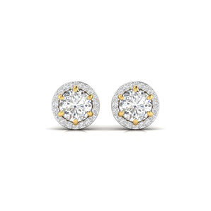 Ivana Jewels Earrings Yellow Gold / 14KT 1 Carat Each Round Diamonds Halo Studs Earring