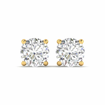 Ivana Jewels Earrings Yellow Gold / 14KT 2.5 Carats Each Round Diamonds 4-Prongs Settings Studs Earrings