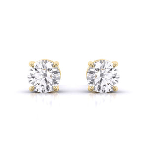 Ivana Jewels Earrings Yellow Gold / 14KT 2 Carat Each Classic Solitaire Studs