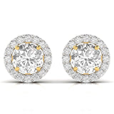 Ivana Jewels Earrings Yellow Gold / 14KT 3.5 Carat Each Round Solitaire Diamonds Halo Stud Earring