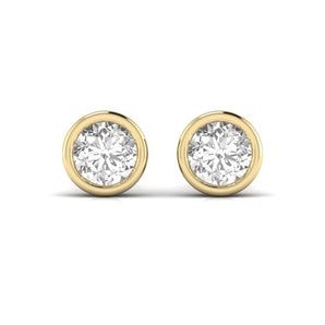 Ivana Jewels Earrings Yellow Gold / 14KT 3 Carat Each Round Diamond Bezel Setting Studs Earring