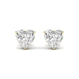 Ivana Jewels Earrings Yellow Gold / 14KT 3 Carats Each Heart Shape Solitaire Diamond Three Prong Setting Studs Earring