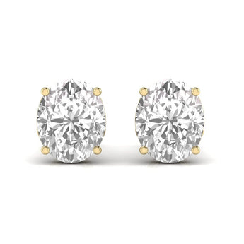 Ivana Jewels Earrings Yellow Gold / 14KT 3 Carats Each Oval Shape Solitaire Diamond Four Prong Setting Studs Earring