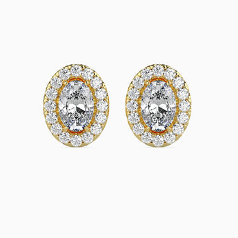 Ivana Jewels Earrings Yellow Gold / 14KT 40 Pointers Oval Shape Centre Solitaire Diamond Studs Earring