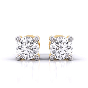 Ivana Jewels Earrings Yellow Gold / 14KT 80 Pointers Round Cut Diamonds Statement Studs