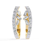 Ivana Jewels Earrings Yellow Gold / 14KT Baguette and Round Diamond Hoops