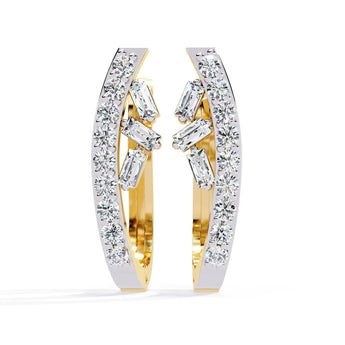 Ivana Jewels Earrings Yellow Gold / 14KT Baguette and Round Diamond Hoops