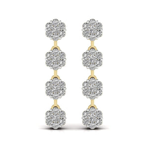 Ivana Jewels Earrings Yellow Gold / 14KT Circular Crystal Cluster Drop Earring