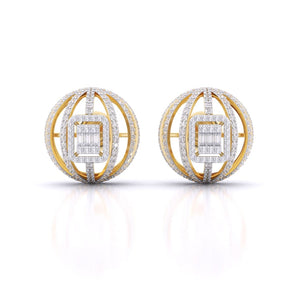 Ivana Jewels Earrings Yellow Gold / 14KT Fancy Baguette & Round Diamonds HALO Earrings