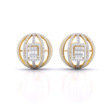 Ivana Jewels Earrings Yellow Gold / 14KT Fancy Baguette & Round Diamonds HALO Earrings