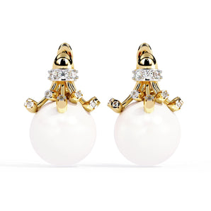 Ivana Jewels Earrings Yellow Gold / 14KT Floral Pearl Drop Earrings