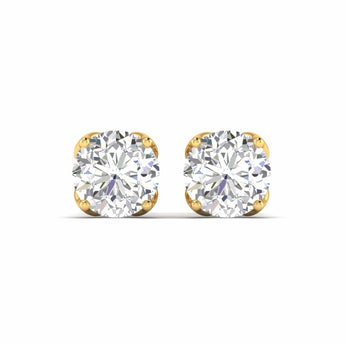 Ivana Jewels Earrings Yellow Gold / 14KT Four-Prong Diamond Stud Earrings