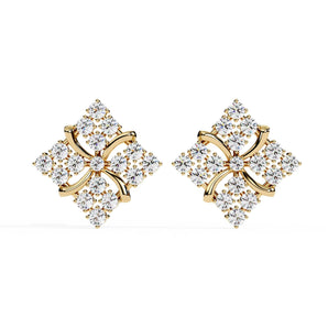 Ivana Jewels Earrings Yellow Gold / 14KT Geometric Diamond Stud Earrings
