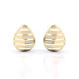 Ivana Jewels Earrings Yellow Gold / 14KT Gleaming Leaf Pattern Diamond Earrings