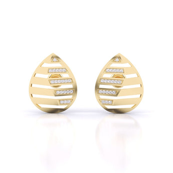 Ivana Jewels Earrings Yellow Gold / 14KT Gleaming Leaf Pattern Diamond Earrings