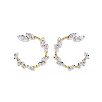 Ivana Jewels Earrings Yellow Gold / 14KT Leaf Design Hoop Earrings